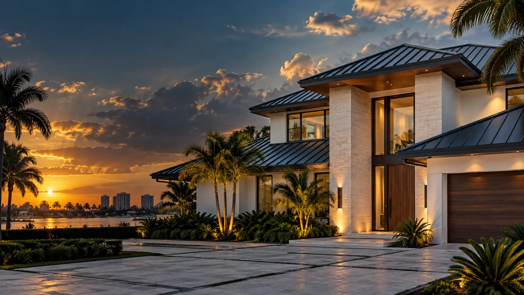 Conceptual rendering of a modern Miami home with a standing seam roof