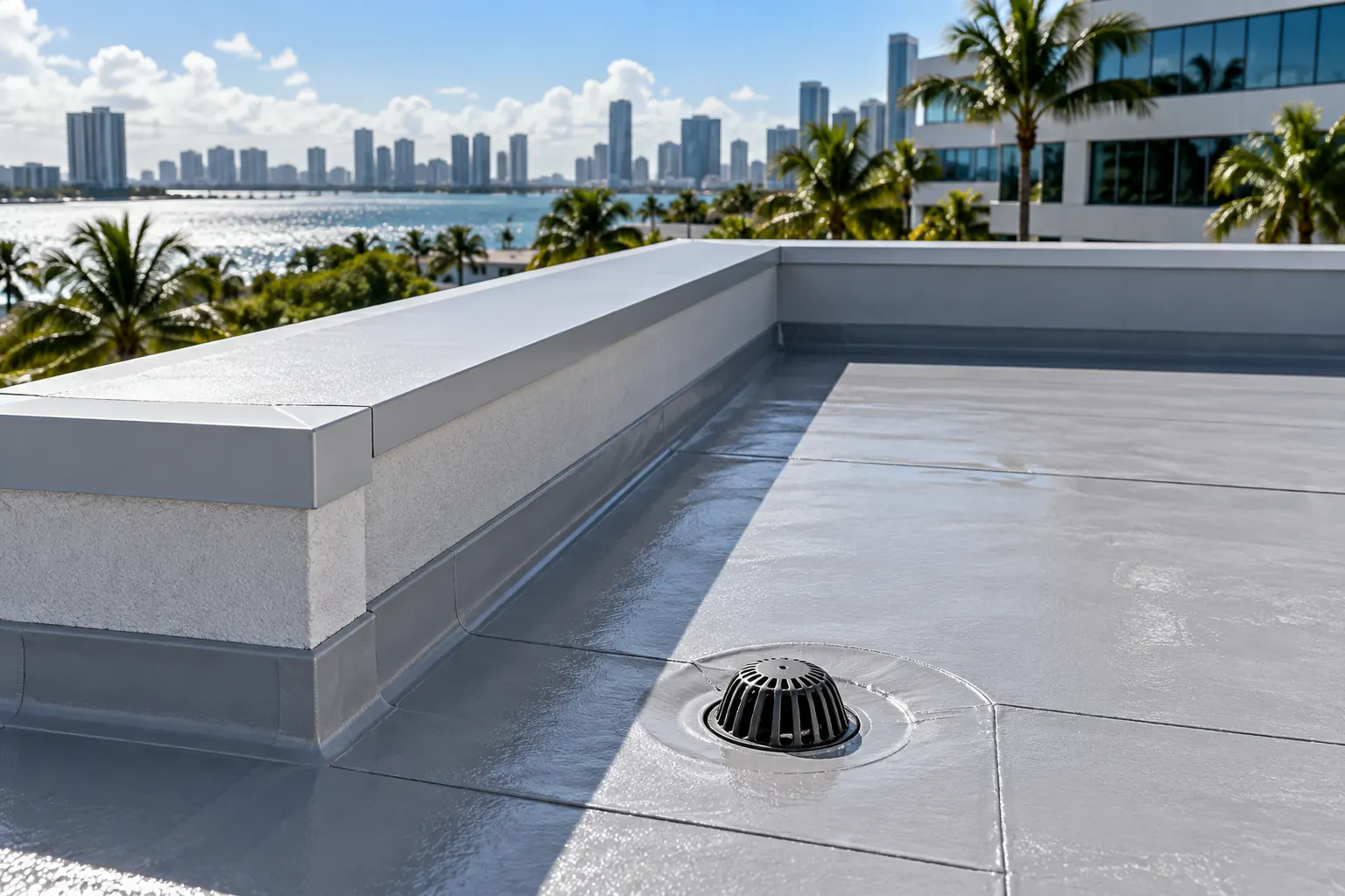 Concept visualization of a low-slope roof detail in Miami