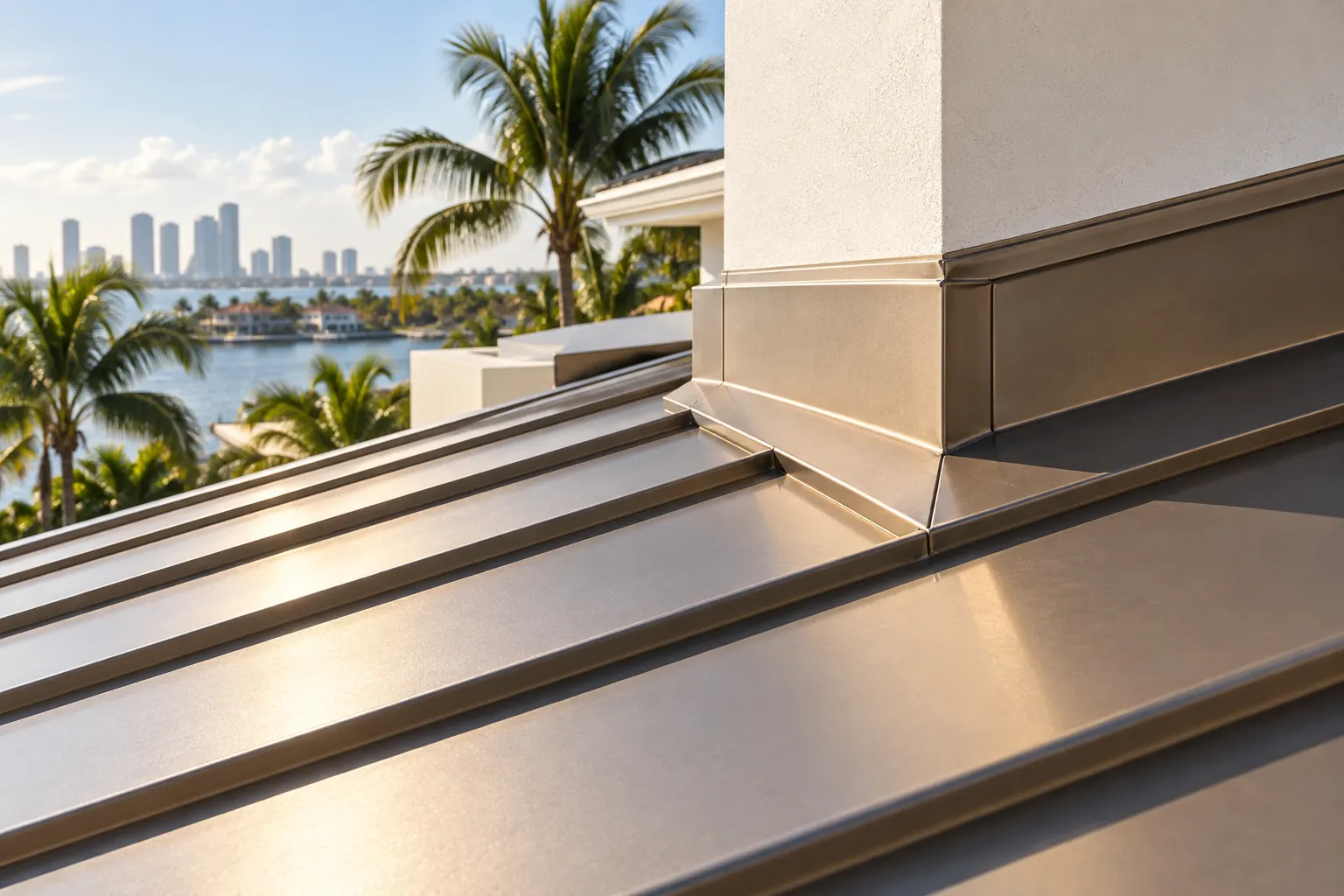 Concept visualization of a metal roof detail on a Miami home