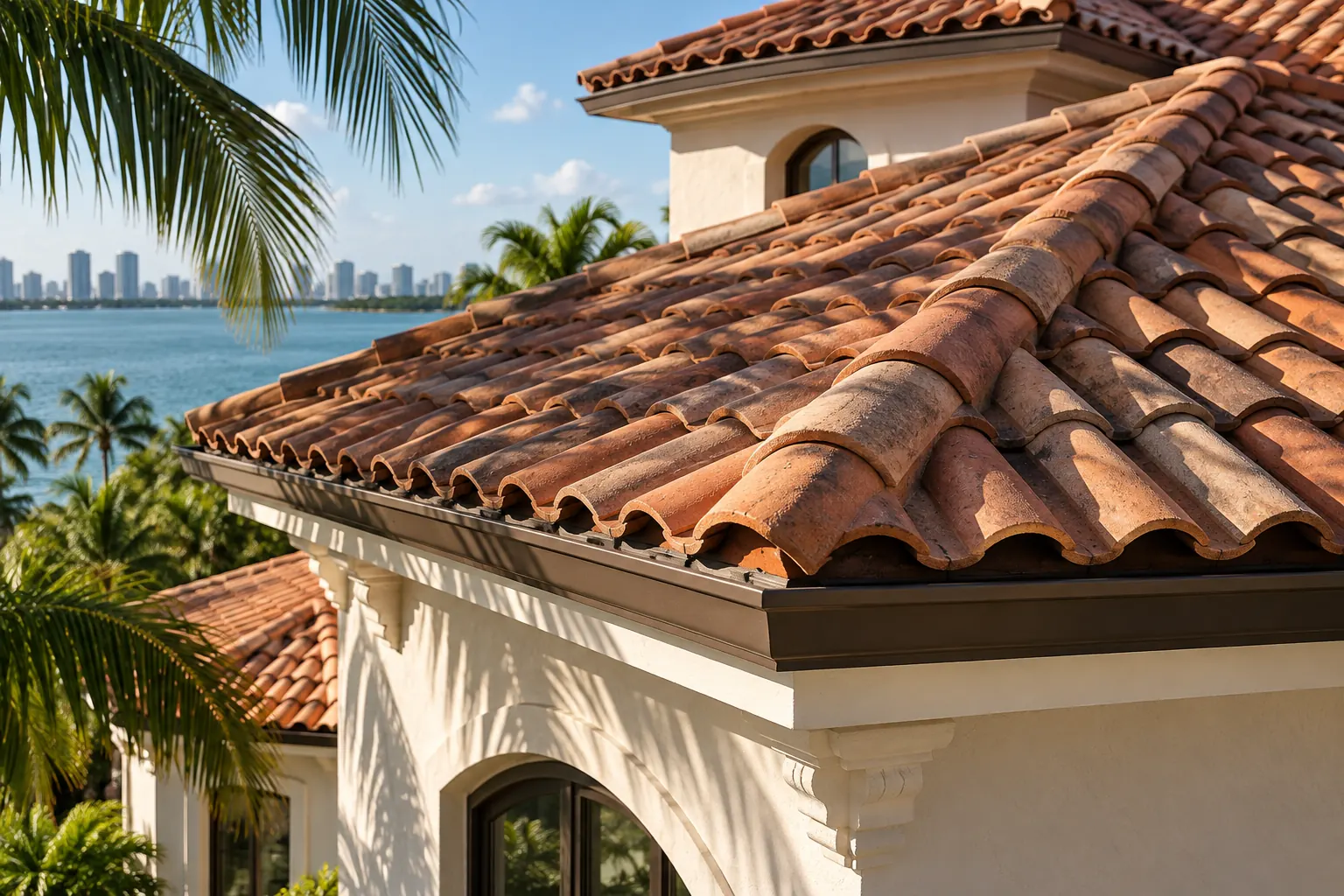 Concept visualization of tile roof details on a Miami home