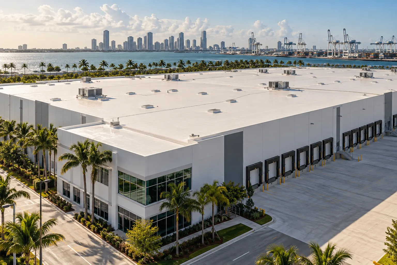 Concept visualization of a Miami-area warehouse roof